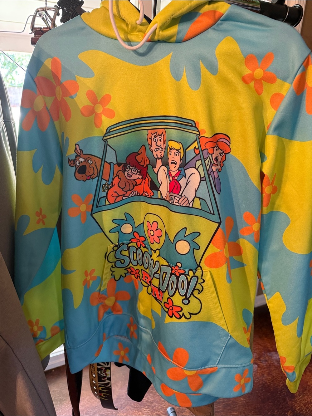 Crewneck Pullover Hoodie - Yellow & Light Blue Floral